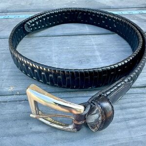 Men's Braided Black Leather Belt